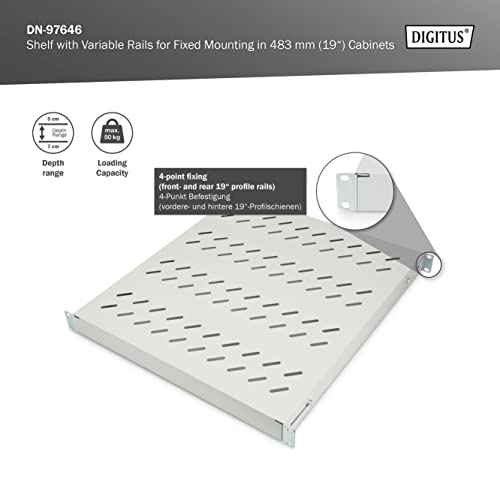 Tablette 19 pouces DIGITUS à profondeur variable pour rack 1U de serveur gris
