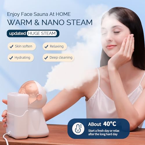 Facial Steamer,with 7 Colors Led Light,Face Steamer for Facial Deep Cleaning,Warm Mist Nano Ionic Steamer for Face Spa Kit,Face Humidifier,Facial Sauna Use at Home,Self Care Gifts,Spa Gift for Women - Thumbnail 2