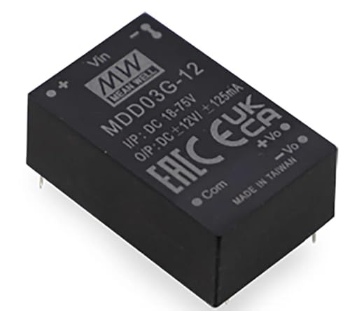 MDD03G-12, Isolated DC/DC Converters - Through Hole 18-75Vin +/-12V +/-12.5-125mA 3W DIP Med
