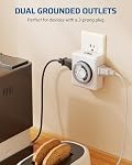 DEWENWILS24 Hour Cycle Plug-in Mechanical Timer, Indoor Timer for Electrical Outlets, 30-Minute Intervals, Dual 3 Prong Outlets, 125V 15A for Christmas Lights, Room Lights, ETL Listed, 1 Pack