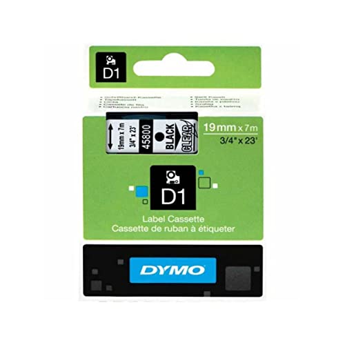 Dymo Bande de rechange D1 19 mm x 7 m transparent et noir pour étiqueteuse