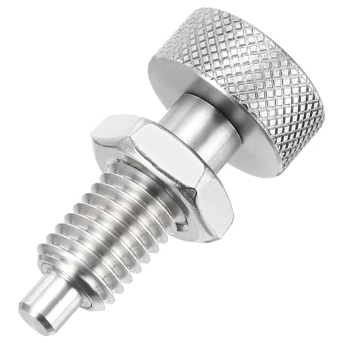 PATIKIL Spring Plunger with Knurled Handle, M12x1.75 Spring Return Knob Plunger 304 Stainless Steel Retractable Coarse Thread Index Plunger for Industrial Equipment