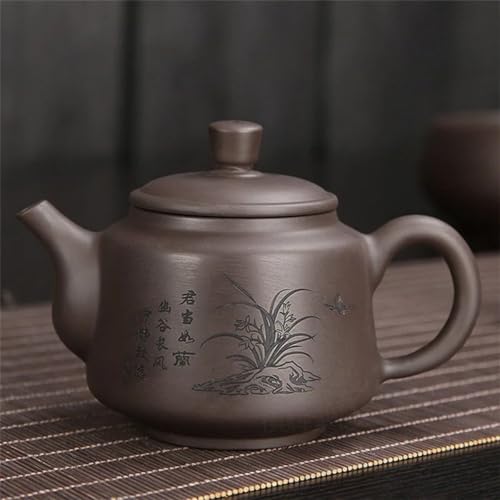 Zisha - Tetera china hecha a mano de Kungfu de 250 ml, juego de té de cerámica de arcilla morada, ceremonia de té