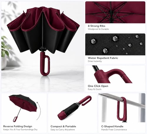 Image of Umbrella for Women | Umbrellas for Men | UV Coated 3 Fold Umbrella for Rain with Auto Open and Close Small Folding Travel-Foldable Windshield