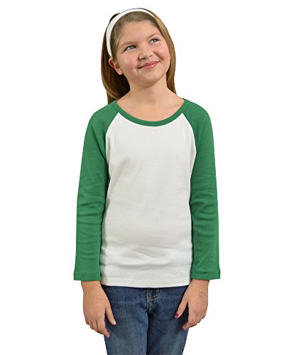 Monag Long Sleeve Raglan Tee 6T White/Kelly Green