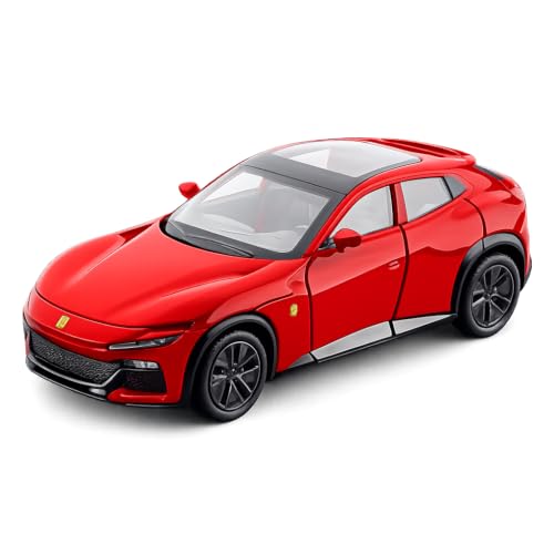Image of FEXXA 1:32 Scale Ferrari Purosangue SUV Die-Cast Metal Car with Sport car Openable Doors Light and Sound,Pull Back Function Indoor Outdoor Toy for Kids (1.32 Scale-Red)