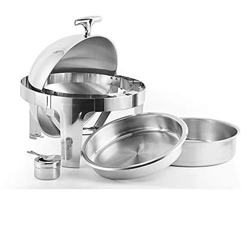 ksamwjf Chafing Dish aus Edelstahl, Chafer Runder Buffetwärmer mit Speisenpfanne, Wasserpfanne, Brennstoffhalter zum… – Bild 5