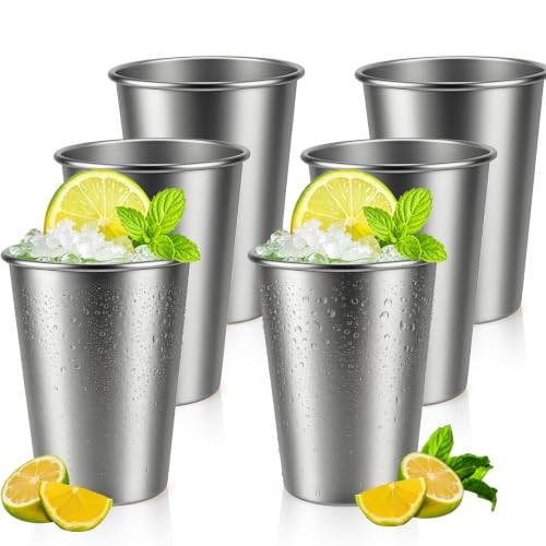 CAOXIAOXUYAO 6 Pack Stainless Steel Cups 12 oz - Unbreakable Stackable Metal Tumblers for r Adults Bar Home Restaurant Iced Coffee Travel Camping Outdoor