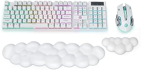 Keyboard Wrist Rest, Memory Foam Wrist Rest for Computer Keyboard, Ergonomic Palm Rest, Wrist Support for Keyboard Cloud Wrist Rest, Mouse Pad Wrist Support - Laptop, and Computer Use (White)