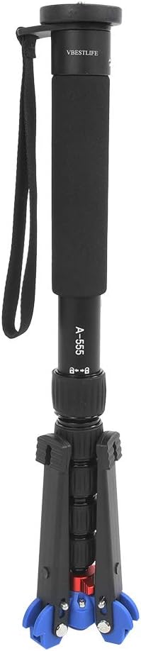 A555+M-2 Camera Monopod, Portable Aluminum Alloy 6-Section Adjustable Height, Hand Strap, Ergonomic Design, 360° Rotation, for Camera Photograph Accessory