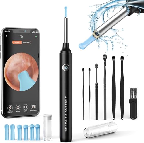 Ear Wax Removal Kit Camera, Hopefox 1080P Ear Cleaner Camera, WiFi Ear Camera Otoscope with 6 LED Lights, Ear Wax Remover Tool with Dust Cover, Ear Cleaning Kit for iPhone, iPad & Android
