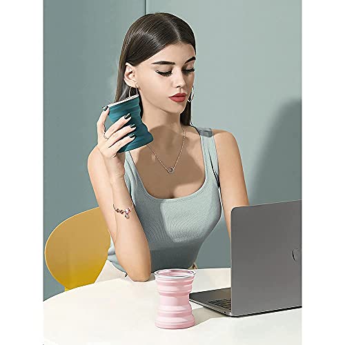 Totqx Silicone Collapsible Cup, Folding Travel Camping Cup With Lid, Coffee Cup, Accompanying Cup, Drop-Proof Retractable Heat-Resistant Cup, Expandable Drinking Cup Set-Portable (320Ml) 12Oz (Pink) #TOP5