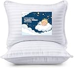 Utopia Bedding Toddler Pillow (White, 2 Pack), 13x18 Toddler Pillows for Sleeping, Soft and Breathable Cotton Blend Shell, Polyester Filling, Small Kids Pillow Perfect for Toddler Bed and Travel