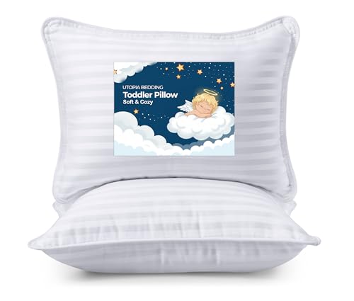 Utopia Bedding Toddler Pillow (White, 2 Pack), 13x18 Pillows for Sleeping, Soft and Breathable...