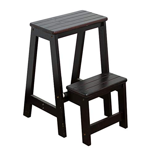 WYF-ZB 2 Escabeau Tabouret Étape Pliante en Bois Tabouret Adultes Enfants Safty escabeaux for la Maison et la Cuisine Portable Robuste échelle Capacité 150 kg (Color : Dark Walnut Color) Cover