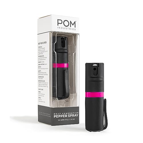 POM Pepper Spray Black Flip Top Pocket Clip - Maximum Strength OC Spray - Self Defense - Tactical Compact & Safe Design - 25 Bursts & 10 ft Range - Powerful & Accurate Stream Pattern