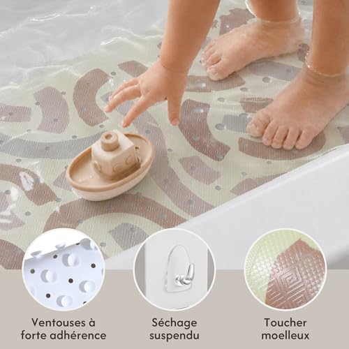 Hakuna Matte Tapis de Bain Bébé Antidérapant 100x40 cm Motifs Arcs Doux – vue 3