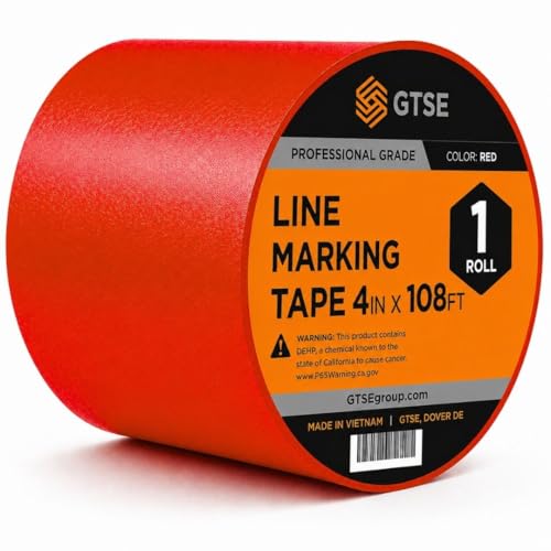 Image of GTSE - Red Vinyl PVC Floor Tape 4 inch x 108ft Safety Marking Tape | Safety Marking Tape for Gyms, Warehouses & Dance Floors - Durable Vinyl, High Visibility