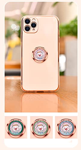 Cute Cartoon Pig Retro Clock Pattern Cell Phone Finger Ring Buckle Holder Stand Kickstand Compatible Various Smartphones Or Phone Cases (Barbie Pink) #TOP2