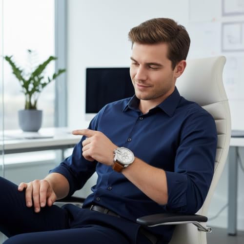 Image of Modern Armor Chronograph Wrist Watch for Men | Heavy Dial Stylish Analog Watch | Premium Black Metal Strap | Available in Black & White Dial inch