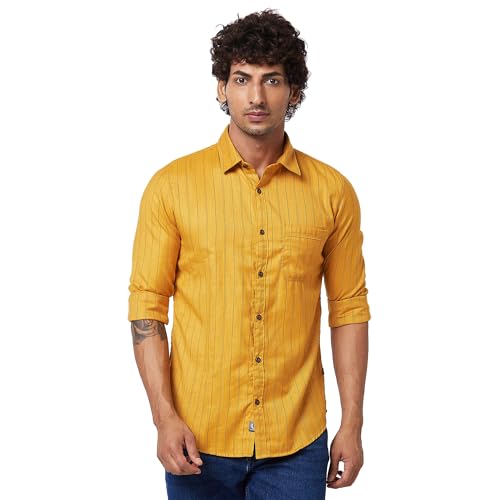 Image of Spykar Men's Regular Fit N /A Full Sleeve Striped Casual Shirts