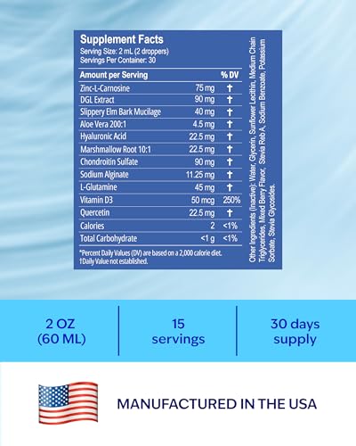 Image of EsoRepair Nano Esophageal & Stomach Health Supplements for Men & Women - Digestive Comfort - Slippery Elm Bark, Zinc L-Carnosine & Aloe Vera Extract - Non-GMO & Dairy Free