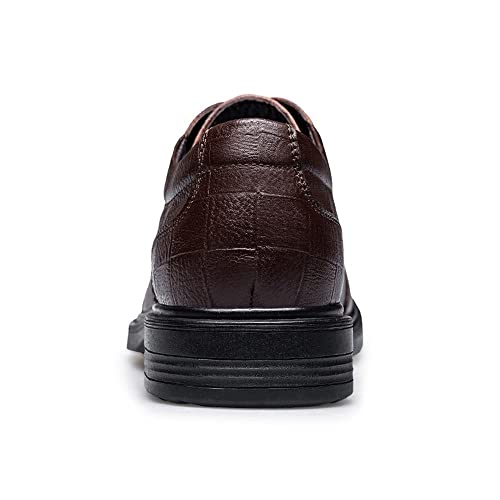 Single Season Shoes Dress Oxford for Men Lace Up Round Burnished Toe Derby Shoes Leather Rubber Sole Low Top Non Slip Prom Very Popular Among Young People (Color : Brown Lined, Size : 52