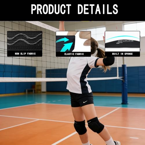 DuoLiAnLiang Volleyball-Schutz Set, 1-Paar Armstulpen + 1-Paar Knieschoner, Sport Unterarm Ärmel -Handgelenkstützemit Schutzpolster und Daumenloch, Schwamm Kollision Knieschutz Knie Schoner, S