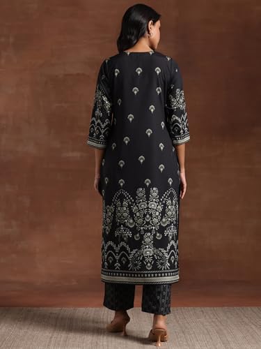 Image of Libas Womens Printed Crepe Straight Kurta with Trousers | daily wear suit