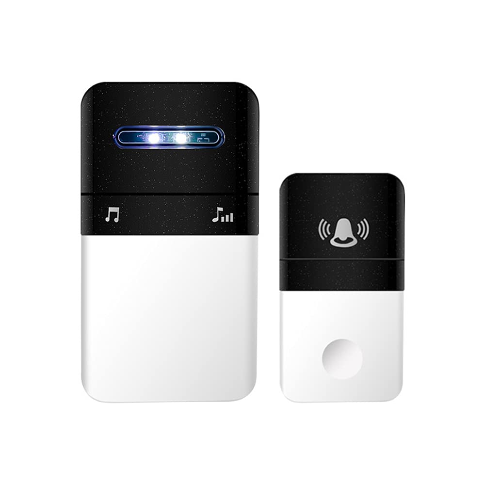 Timbre InaláMbrico Kit De Timbre De Puerta Inalámbrico Enchufable De Pared a Prueba De Agua IP47 con Alcance De 80 M 38 Timbres De Volumen De 4 Niveles Y Luz LED Blanca Adecuado para Viviendas