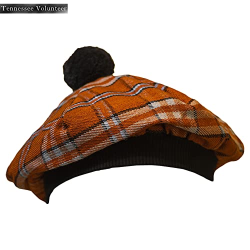 Image of Scottish Tam O' Shanter Hat Tartan Bonnet Pom Pom Wool Flat Cap One Size