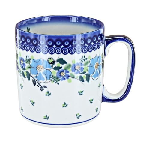 Taza de café azul de cerámica artesanal 12 oz miniatura 1