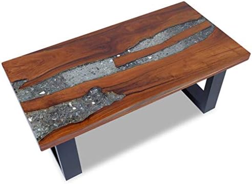 vidaXL Coffee Table End Teak Resin 100x50cm Living Room Furniture Home Decor