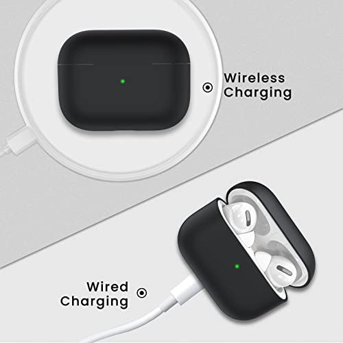 Ornarto Compatible With Airpods Pro Case, Protective Liquid Silicone Case For Airpods Pro 2019 Soft Skin Front Led Visible Silicone Case, Black #TOP7