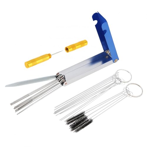 Image of Windance Carburetor Carbon Dirt Jet Cleaner Kit, 1 Sharp Pick, 13 Cleaning Wires Set, 10 Cleaning Needles, 5 Nylon Brushes Tool Kit for Motorcycle ATV Moped Welder Carb Spray Torch Tips