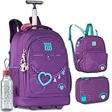 Kit Mochila Rodinhas Rebecca Bonbon RB 24009 com Lancheira, Estojo Box e Garrafinha coleção 2026