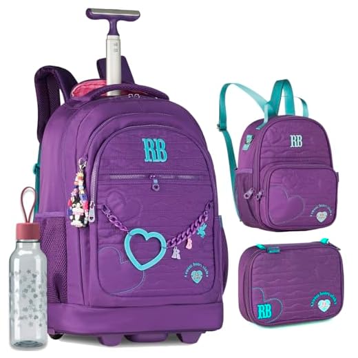 Kit Mochila Rodinhas Rebecca Bonbon RB 24009 com Lancheira, Estojo Box e Garrafinha coleção 2026