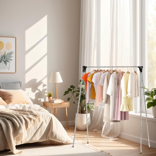 DASIAUTOEM Kleiderständer Klappbar Tragbarer, Ausziehbarer Kleiderstänge, Klein Verstellbarer Reise-Kleiderständer, Faltbarer Wäschereck, Leicht Clothes Rack für Reisen, Tanz, Camping, Wandern