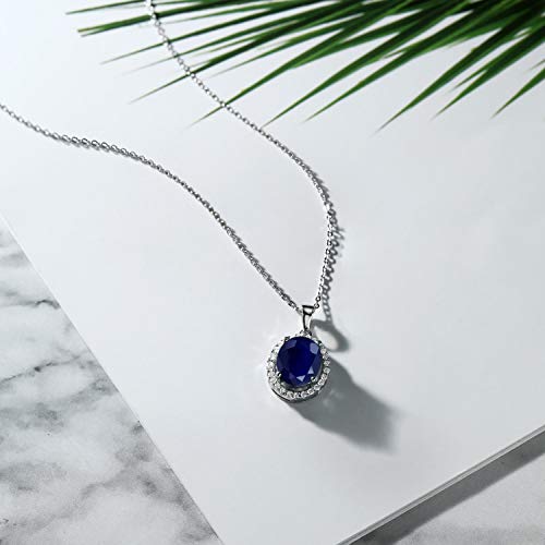 Gem Stone King 3-5 Cttw Gemstone Birthstone Halo Pendant Necklace For Women | 925 Sterling Silver | 11X9MM Oval | With 18 Inch Silver Chain | Fine Jewelry Gifts for Her Mom Women Wife3