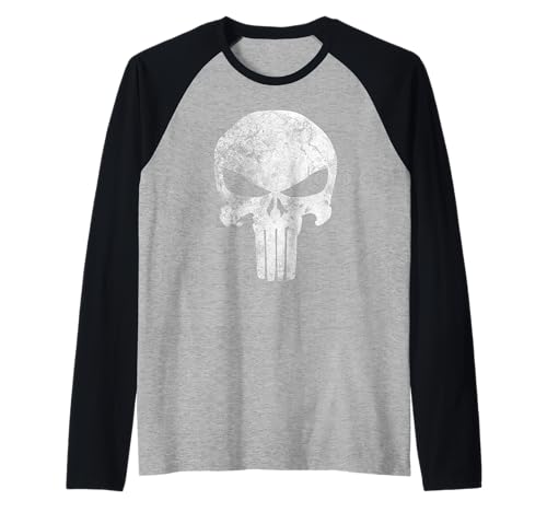 Marvel Comics Punisher Skull Symbol Distressed Raglan Baseball Tee - image 1