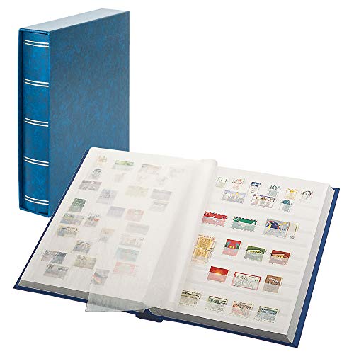 Classeur Elegant LINDNER Original azur : album de rangement de timbres avec étui