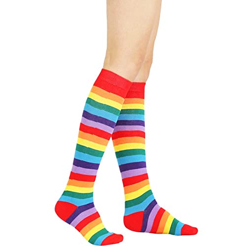 Rainbow Socks Pride Knee Cotton Socks High Stockings Colorful Novelty Crazy Knee High Socks For Women Men And Kids #TOP5