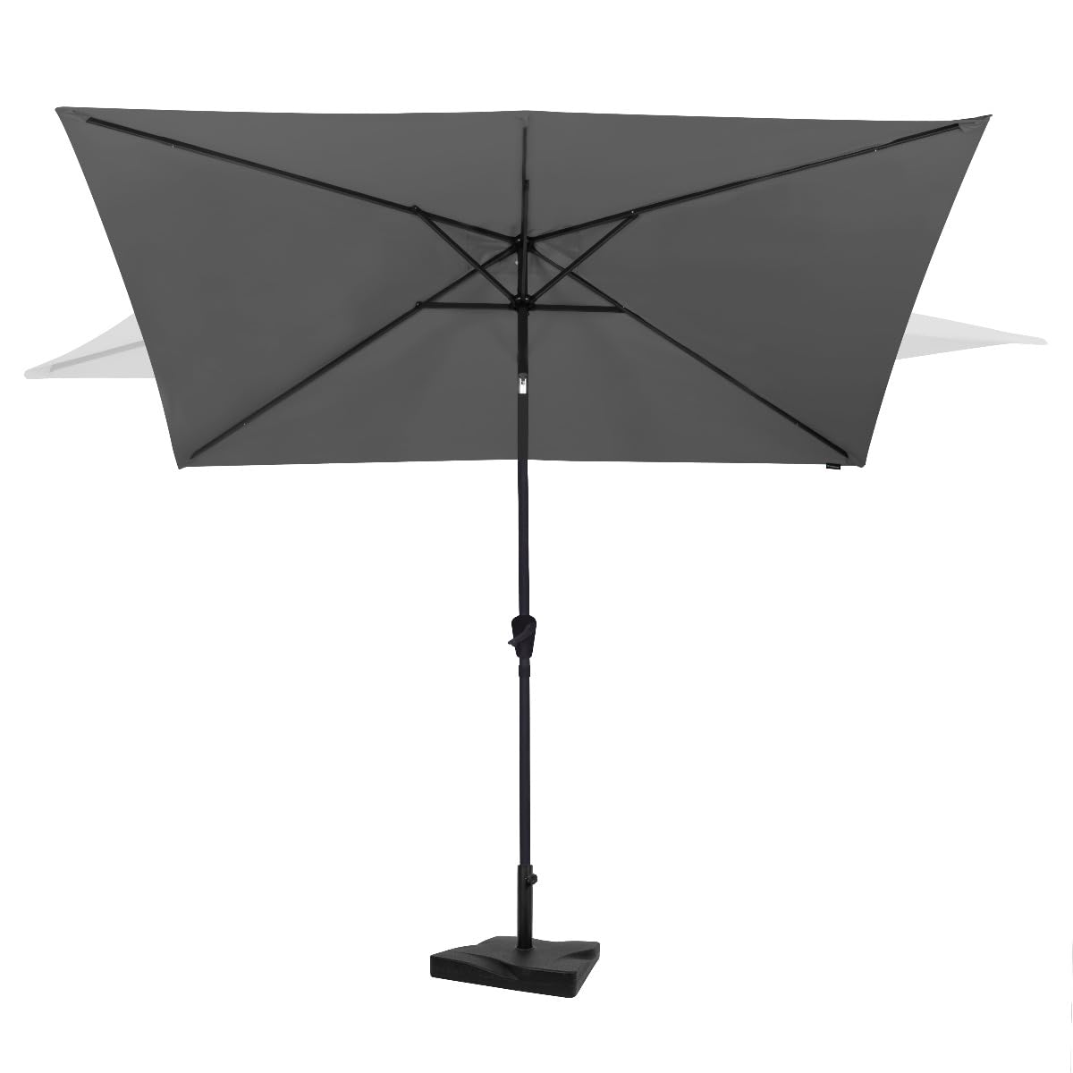VONROC Ombrellone da giardino Rapallo 200x300 cm con Base da 20 kg, Inclinazione Regolabile, UPF 50+, Manovella Facile e Copertura Protettiva Inclusa Nero