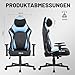 Devoko Ergonomischer Gaming Stuhl mit 5-Stufen Lordosenstütze, Schwerlast Bürostuhl 200kg mit Fußstütze für große & schwere Personen, Breiter Sitz, PC Schreibtischstuhl,Schwarz Blau