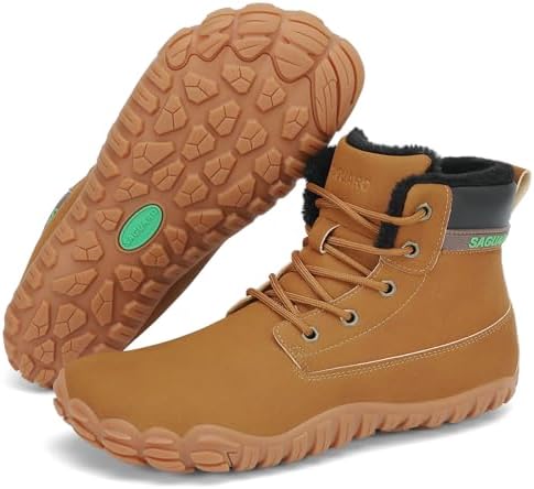 SAGUARO Winter Herren Barfußschuhe Warme Gefütterte Wasserdicht Winterschuhe mit Breiter Zehenbox, Gr.36-48