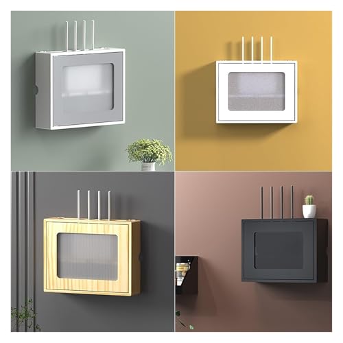 Armoire de routeur WiFi murale en bois bicolore pour masquer les câbles du modem