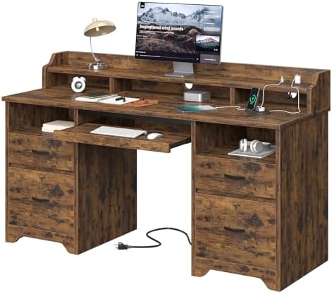 Bestier Office Desk with Keyboard Tray