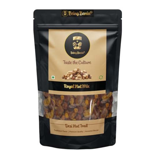 Image of Being Bania Royal NutMix | No Palmolein Oil | Party Mix Namkeen, Desi Trail Mix with Cashews, Almonds, Peanuts, Chickpeas, Green Gram Mix | Premium Namkeen Chakna | 280g