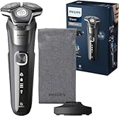 Rasoio elettrico Philips S5000 - Rasoio elettrico Wet & Dry in grigio carbonio con 1 rifinitore a scomparsa, astuccio morbido, cappuccio di protezione e supporto di ricarica (modello S5887/13)