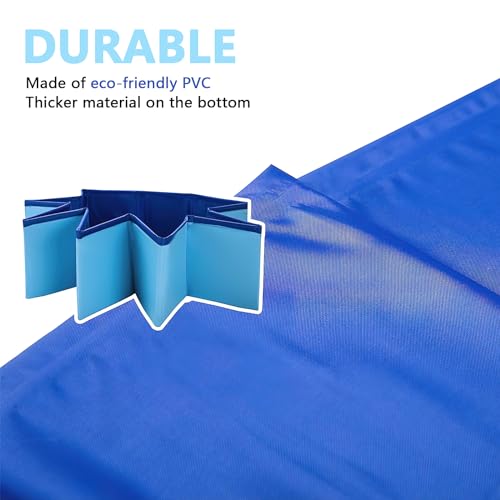 Small Paddling Pool for Dogs, 80cm Foldable Pet Swimming Pool for Puppy Cat Toddler, Portable Non-Slip Plastic Doggy Bathing Pool Bathtub for Garden Outdoor - Blue - Image 5